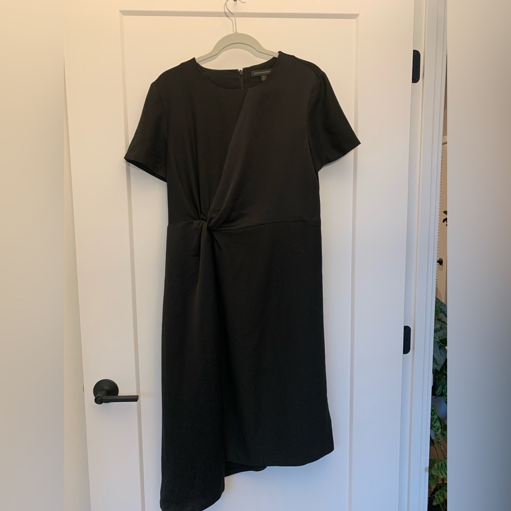 Banana Republic Black Dress Front Knot Asymmetrical Hem